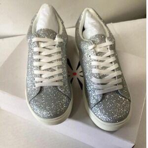 Isaac‎ Mizrahi Live! QVC Lace-Up Glitter Sneaker Silver size 6